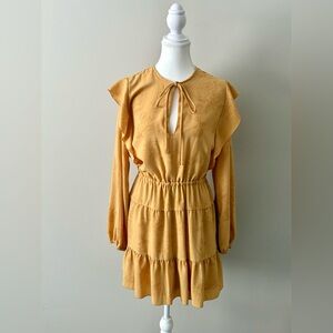 Wilfred Floral Tiered Mini Dress – Mustard Gold – Size S